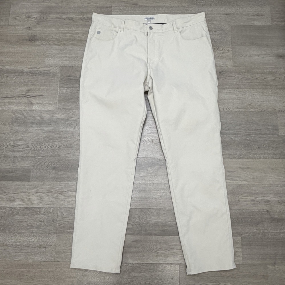 Peter Millar EB66 Golf Pants Khaki 40x32 Gray Lightweight 5 Pocket Performance - Picture 2 of 15
